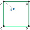 Illustration of Nearest Neighbor interpolation method. A square with a point placed in it and a line drawn from the point to the corner nearest to it.